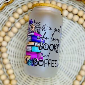 Books & Coffee Frosted 16 oz cup